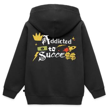 Süchtig nach Erfolg - Kinder Premium Organic Zip Hoodie - Schwarz - Hinten - AI Model Kid Male (0cm)