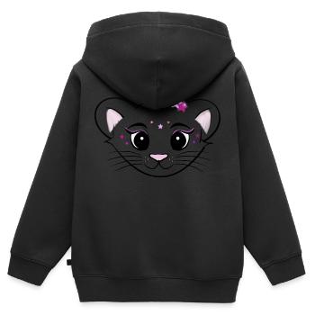 glitter cat - Kinder Premium Organic Zip Hoodie - Schwarz - Hinten - AI Model Kid Male (0cm)