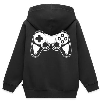 Manette de jeu de jeux vidéo - Sweat Premium à capuche zippé enfant bio - noir - Dos - AI Model Kid Male (0cm)