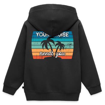 Ihre Kreuzfahrt braucht Sie | Fans von Kreuzfahrten - Kinder Premium Organic Zip Hoodie - Schwarz - Hinten - AI Model Kid Male (0cm)