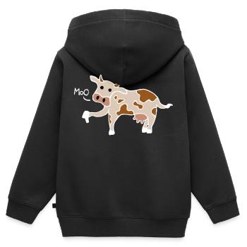 Muh / Buh-Kuh Daumen runter (Weiß) - Kinder Premium Organic Zip Hoodie - Schwarz - Hinten - AI Model Kid Male (0cm)