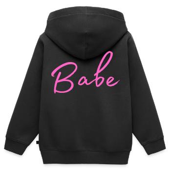 Babe - Kinder Premium Organic Zip Hoodie - Schwarz - Hinten - AI Model Kid Male (0cm)