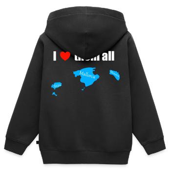 I love them all - Balearen - Kinder Premium Organic Zip Hoodie - Schwarz - Hinten - AI Model Kid Male (0cm)