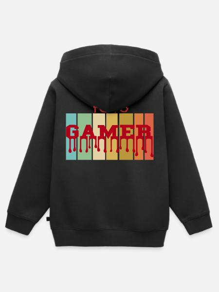 RETRO Gamer - Kinder Premium Organic Zip Hoodie - Schwarz