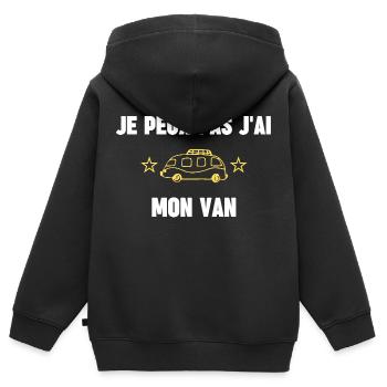 je peux pas j'ai van - Sweat Premium à capuche zippé enfant bio - noir - Dos - AI Model Kid Male (0cm)