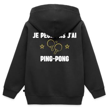 je peux pas j'ai ping pong - Sweat Premium à capuche zippé enfant bio - noir - Dos - AI Model Kid Male (0cm)