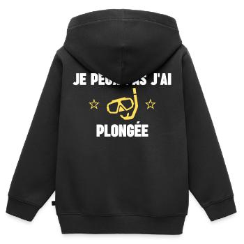je peux pas j'ai plongée - Sweat Premium à capuche zippé enfant bio - noir - Dos - AI Model Kid Male (0cm)