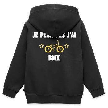 je peux pas j'ai bmx - Sweat Premium à capuche zippé enfant bio - noir - Dos - AI Model Kid Male (0cm)