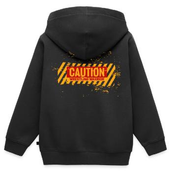 Caution Wrestling Warrior - Kinder Premium Organic Zip Hoodie - Schwarz - Hinten - AI Model Kid Male (0cm)