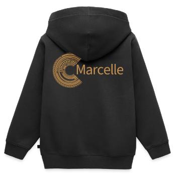 Pour Marcelle - Sweat Premium à capuche zippé enfant bio - noir - Dos - AI Model Kid Male (0cm)
