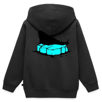 seehund eis1 - Kinder Premium Organic Zip Hoodie - Schwarz - Hinten - AI Model Kid Male (0cm)