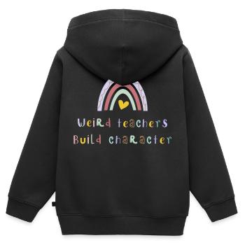 Weird Teachers Build Character - Sweat Premium à capuche zippé enfant bio - noir - Dos - AI Model Kid Male (0cm)
