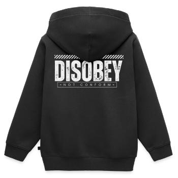 DÉSOBÉIR - ILS VIVENT - Sweat Premium à capuche zippé enfant bio - noir - Dos - AI Model Kid Male (0cm)