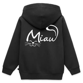 Miau Katze - Kinder Premium Organic Zip Hoodie - Schwarz - Hinten - AI Model Kid Male (0cm)