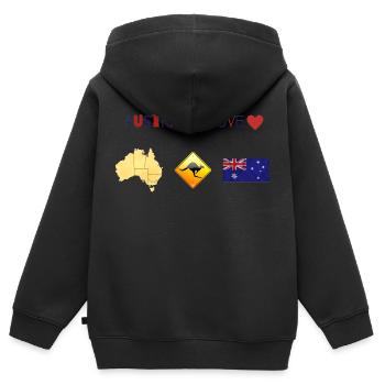 Australien, Australia Love, Australien Liebe - Kinder Premium Organic Zip Hoodie - Schwarz - Hinten - AI Model Kid Male (0cm)