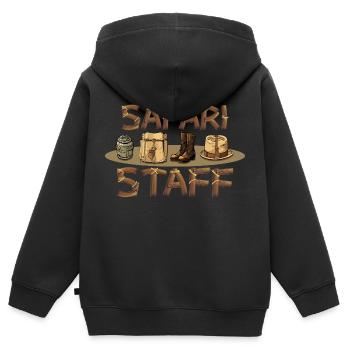 Safari Staff Zoo Keeper Thème - Sweat Premium à capuche zippé enfant bio - noir - Dos - AI Model Kid Male (0cm)