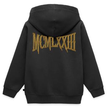 MCMLXXIII 1973 50e anniversaire B-Day cadeau d’anniversaire - Sweat Premium à capuche zippé enfant bio - noir - Dos - AI Model Kid Male (0cm)