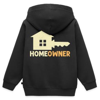 Propriétaire Propriétaire d’une pendaison de crémaillère Propriétaire - Sweat Premium à capuche zippé enfant bio - noir - Dos - AI Model Kid Male (0cm)
