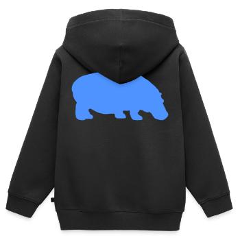 nilpferd - Kinder Premium Organic Zip Hoodie - Schwarz - Hinten - AI Model Kid Male (0cm)