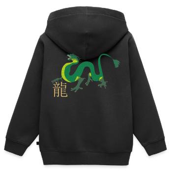 Dragon chinois - Sweat Premium à capuche zippé enfant bio - noir - Dos - AI Model Kid Male (0cm)