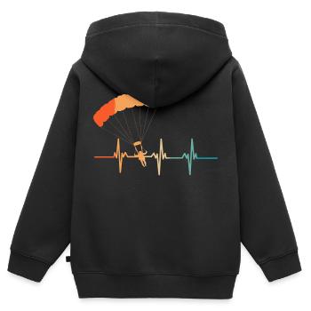 Fallschirm-Herzschlag - Kinder Premium Organic Zip Hoodie - Schwarz - Hinten - AI Model Kid Male (0cm)