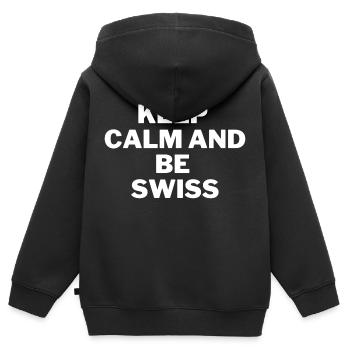 Be Swiss - Kinder Premium Organic Zip Hoodie - Schwarz - Hinten - AI Model Kid Male (0cm)