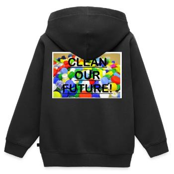 Future plastic - Kids Premium Organic Zip-up Hoodie - black - Back - AI Model Kid Male (0cm)