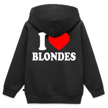 I love blondes - Kinder Premium Organic Zip Hoodie - Schwarz - Hinten - AI Model Kid Male (0cm)