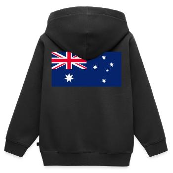 Australian Flag / Drapeau Australie - Sweat Premium à capuche zippé enfant bio - noir - Dos - AI Model Kid Male (0cm)
