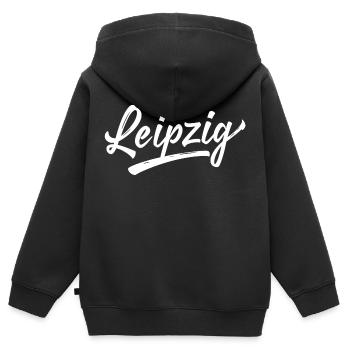 Leipzig - Sweat Premium à capuche zippé enfant bio - noir - Dos - AI Model Kid Male (0cm)