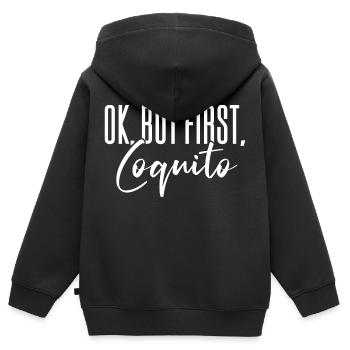 Ok But First Coquito Christmas Drink Puerto Rican - Kinder Premium Organic Zip Hoodie - Schwarz - Hinten - AI Model Kid Male (0cm)