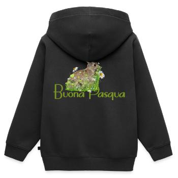 Joyeuses Pâques - Sweat Premium à capuche zippé enfant bio - noir - Dos - AI Model Kid Male (0cm)