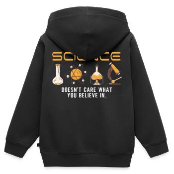 Wissenschaft - Es Ist Egal, Woran Du Glaubst - Kinder Premium Organic Zip Hoodie - Schwarz - Hinten - AI Model Kid Male (0cm)
