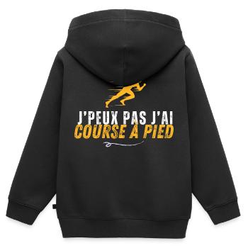 Je Peux Pas J ai course a pied - Sweat Premium à capuche zippé enfant bio - noir - Dos - AI Model Kid Male (0cm)