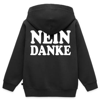 Nein danke - Kinder Premium Organic Zip Hoodie - Schwarz - Hinten - AI Model Kid Male (0cm)