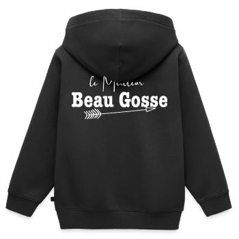 le meilleur beau gosse - Sweat Premium à capuche zippé enfant bio - noir - Dos - AI Model Kid Male (0cm)