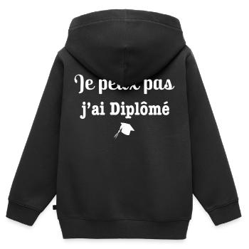 Je peux pas j ai Diplômé - Sweat Premium à capuche zippé enfant bio - noir - Dos - AI Model Kid Male (0cm)