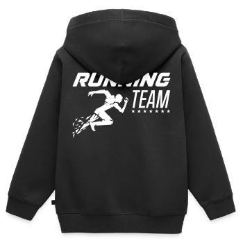Équipe de course à pied - Sweat Premium à capuche zippé enfant bio - noir - Dos - AI Model Kid Male (0cm)