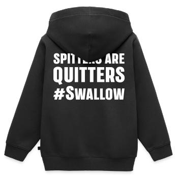 Spucker geben auf Lustiger Humor für Erwachsene - Kinder Premium Organic Zip Hoodie - Schwarz - Hinten - AI Model Kid Male (0cm)