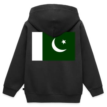 pakistan - Kinder Premium Organic Zip Hoodie - Schwarz - Hinten - AI Model Kid Male (0cm)