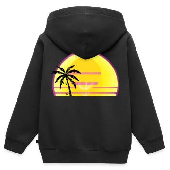 Été ensoleillé Journée fermée - Sweat Premium à capuche zippé enfant bio - noir - Dos - AI Model Kid Male (0cm)