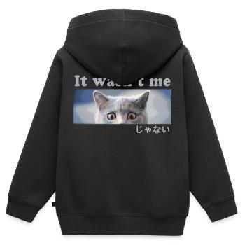 Cassé? C’était pas moi! Chat coupable - Sweat Premium à capuche zippé enfant bio - noir - Dos - AI Model Kid Male (0cm)