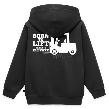 Né pour soulever élevé pour élever le travail de conducteur de chariot élévateur - Sweat Premium à capuche zippé enfant bio - noir - Dos - AI Model Kid Male (0cm)