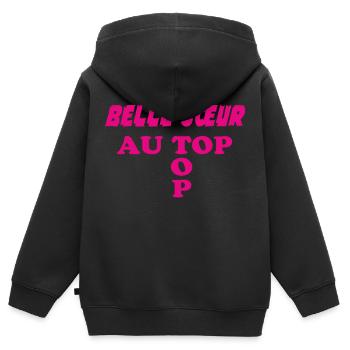Belle Sœur au top - Sweat Premium à capuche zippé enfant bio - noir - Dos - AI Model Kid Male (0cm)