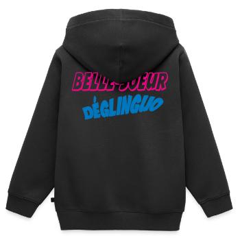Belle Soeur déglinguo - Sweat Premium à capuche zippé enfant bio - noir - Dos - AI Model Kid Male (0cm)