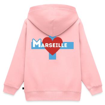 Ich liebe Marseille - Kinder Premium Organic Zip Hoodie - Rosa - Hinten - AI Model Kid Female (0cm)