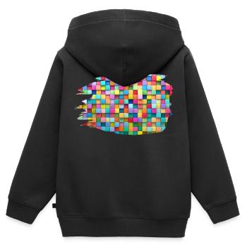 Bunte Blöcke - Kinder Premium Organic Zip Hoodie - Schwarz - Hinten - AI Model Kid Male (0cm)