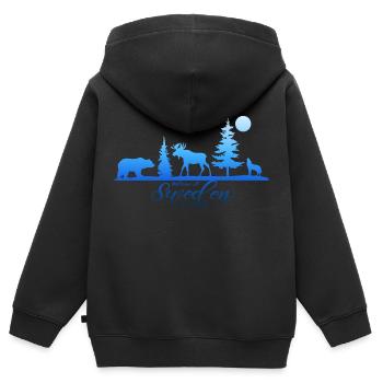 Suède Suède Viking Nordique Scandinavie Solstice d’été - Sweat Premium à capuche zippé enfant bio - noir - Dos - AI Model Kid Male (0cm)