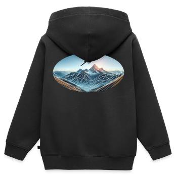 Segelflugzeug in den Bergen - Kinder Premium Organic Zip Hoodie - Schwarz - Hinten - AI Model Kid Male (0cm)