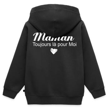 Maman Toujours là pour Moi - Sweat Premium à capuche zippé enfant bio - noir - Dos - AI Model Kid Male (0cm)